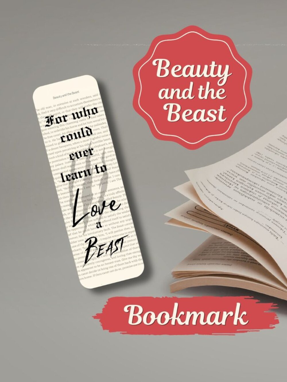 Beauty and the Beast Book Page Bookmark, Book Accessories